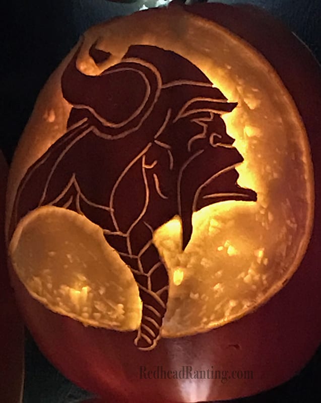 Pumpkin Nights, Vikings logo carved into a pumpkin