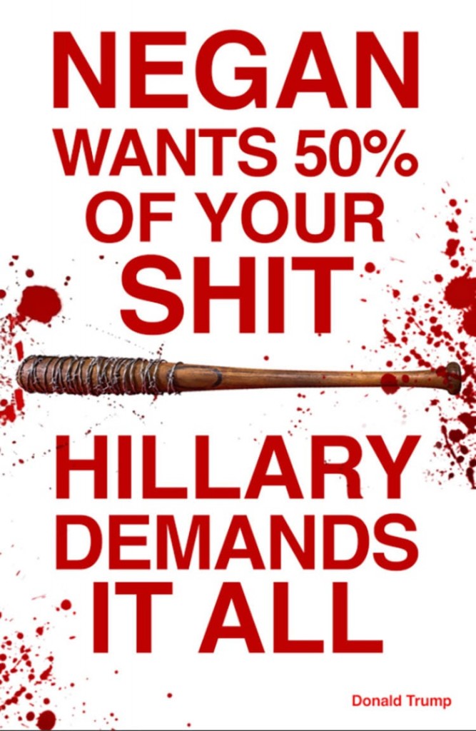 Sabo poster about Negan and Hillary Clinton
